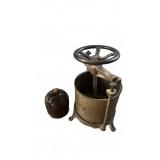 Antique Cast Iron Fruit Press & Stoneware Jug