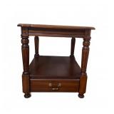 Wood & Glass Side Table with Drawer