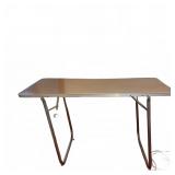 Folding Table with Metal Legs and Faux Wood Top