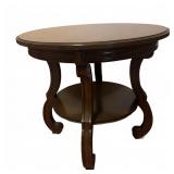 Round Wood Side Table with Lower Shelf