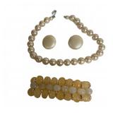 Faux Pearl Necklace & Clip-On Earrings Set