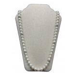 Faux Pearl Necklace with Rhinestone Spacers