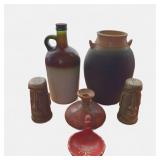 Ceramic Pottery Group with Face Shakers