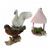 Ceramic Bird Figurines & Metal Candle Holder