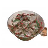 Glass Punch Bowl & Cups Christmas Set