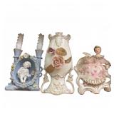 Porcelain Figurines & Decorative Vase Set