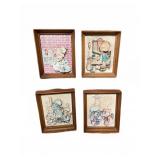Holly Hobbie Style 3D Framed Art Plaques Set