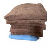 Stack of Brown & Blue Bath Towels