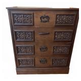 Wood Chest of Drawers with Carved Panels