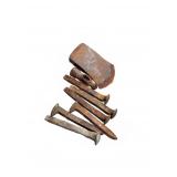 Rusted Railroad Spikes & Axe Head