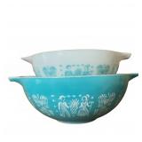 Pyrex Cinderella Amish Butterprint Turquoise Bowls