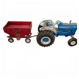 Ford 8000 Pedal Tractor & Red Metal Trailer