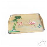 Wooden Serving Tray Flamingo & Palm Design
