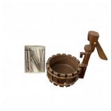 Vintage Wood Barrel & Pump Nutcracker Set