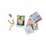 Handkerchiefs with Religious Card & Doll Parts
