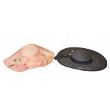 Two Vintage Wide-Brimmed Hats: Pink Floral & Black
