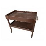 Vintage Wooden Rolling Bar Cart with Twisted Legs