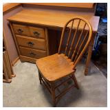 Traditional Oak Desk & Spindle Chair Set