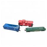 Vintage Model Train Cars: Caboose, Hopper, Flatcar
