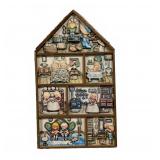 Vintage House-Shaped Wall Plaque with Children Art