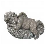 Concrete Cherub Garden Statue on Leaf Base