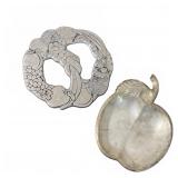 Metal Fruit Motif Trivet & Silver Apple Dish