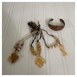 Solid Copper Cuff & Beaded Necklace Set
