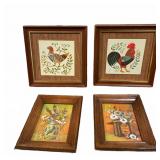 Vintage Wall Art Set: Roosters & Florals