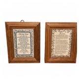 Framed Marriage Prayer & Footprints Textile Art