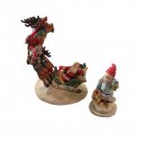 Santa Claus Sleigh Figurine & Gnome Figure