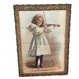 Antique Print 'My First Violin' Framed Art