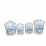 Ceramic Canister Set with Duck Motif, 4 Pieces