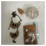 Vintage Costume Jewelry Mix, Owl Necklace