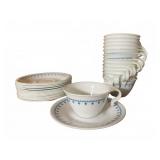 14 Pyrex Blue Snowflake Garland Cups & Saucers Set