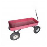 Red Metal Utility Wagon with Handle & Wheels