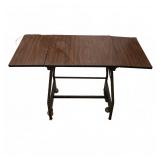 Vintage Drop-Leaf Wooden Rolling Table
