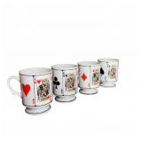 Playing Card Motif Pedestal Mugs, Set of 4