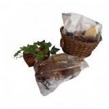 Wicker Baskets & Avon Amber Glass