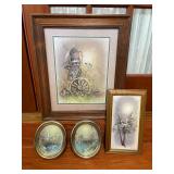 Framed Bird & Landscape Prints Set