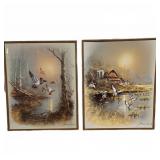 Andre Loubins Framed Duck Prints, One With Glass