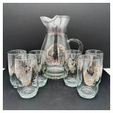 Nice 25th Anniversary Pitcher with 6 Glasses