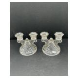 Pair of Federal Glass Candle Holders