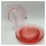 6 Pink Depression Glass Plates 8' Dia