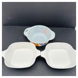 3 Small Casserole Dished Fire-Kind & Corning Ware