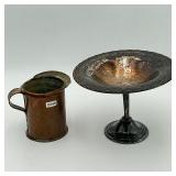 Antique Copper Cup & Silver Plated Pedestal Bowl