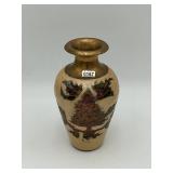 Vtg Solid Brass Cloisonne Holiday Vase INDIA