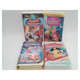 4 Vintage Kids VHS Tapes Cinderella Aladdin