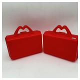 TWO 1988 McDonalds Red School Crayon Pencil Boxes