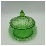 Hocking Green Uranium Glass Lidded Dish Bowl