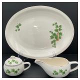 Paden City Pottery Platter, Cream & Sugar Set IVY